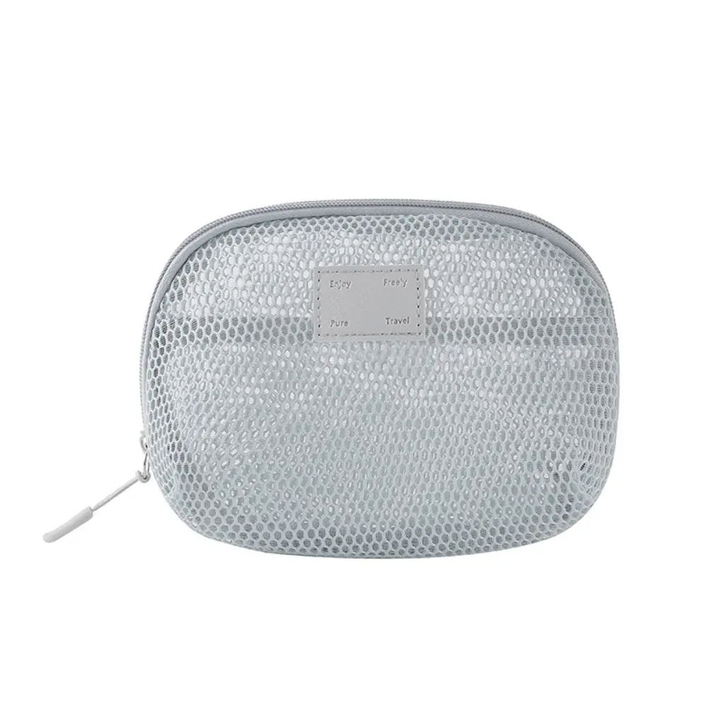 sac à cosmétiques en nylon décontracté avec fermeture éclair, pochette de rangement en maille, sacs de maquillage en maille polyvalents à main, voyage