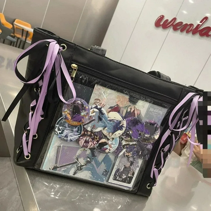 nouveau sac ita japonais mignon et élégant avec ruban, sacs à main transparents pour filles lolita, sacs fourre-tout tendance de grande capacité, sacs à bandoulière esthétiques