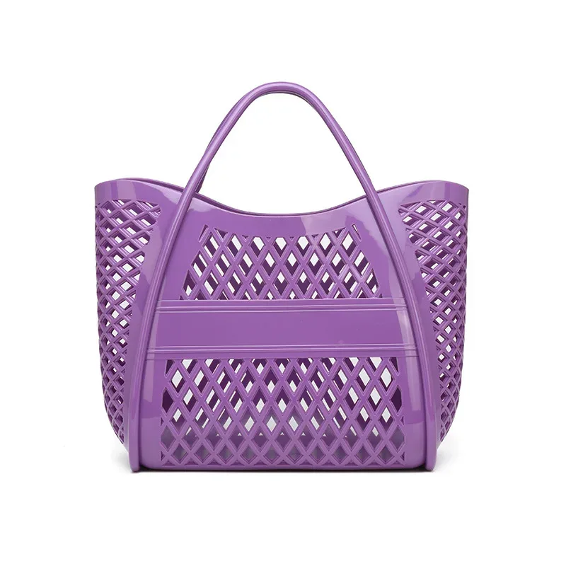 sacs fourre-tout kizzy clear jelly pour femmes, sac de plage léger et imperméable avec dessus ouvert et découpe en treillis