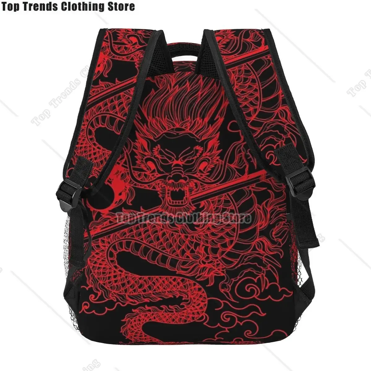 dragon chinois rouge avec fond noir sacs à dos garçons filles bookbag étudiants sacs d'école dessin animé sac à dos pour ordinateur portable sac à bandoulière