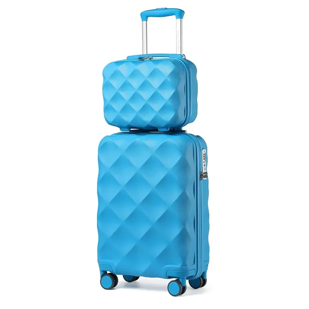 ensemble de bagages 2 pièces british traveler | mallette cabine avec serrure tsa et trousse de toilette | 4 doubles rouleaux | 31 + 54 cm