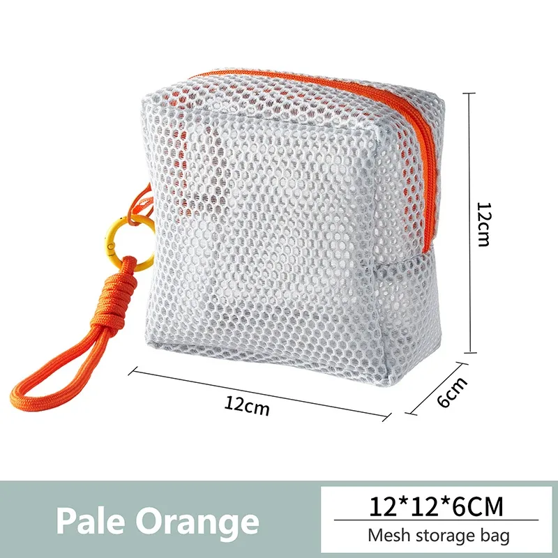 trousse de maquillage portable en maille couleur dopamine, sac de rangement pour cosmétiques, pochette de toilette en maille pour femmes, organisateur de rangement pour articles divers