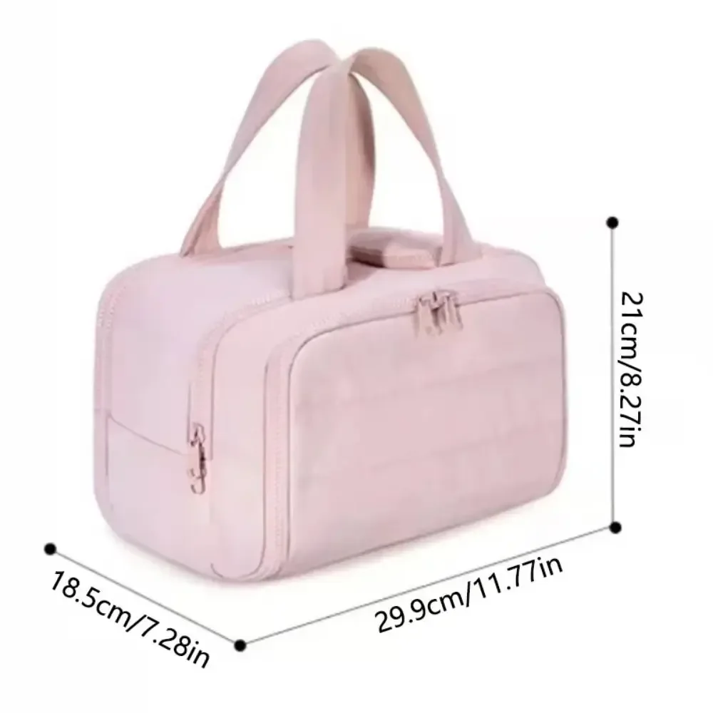 sac à main cosmétique design multi-poches, double face ouvert, poignée confortable, trousse de toilette de voyage, accès facile, séparé, sec et humide