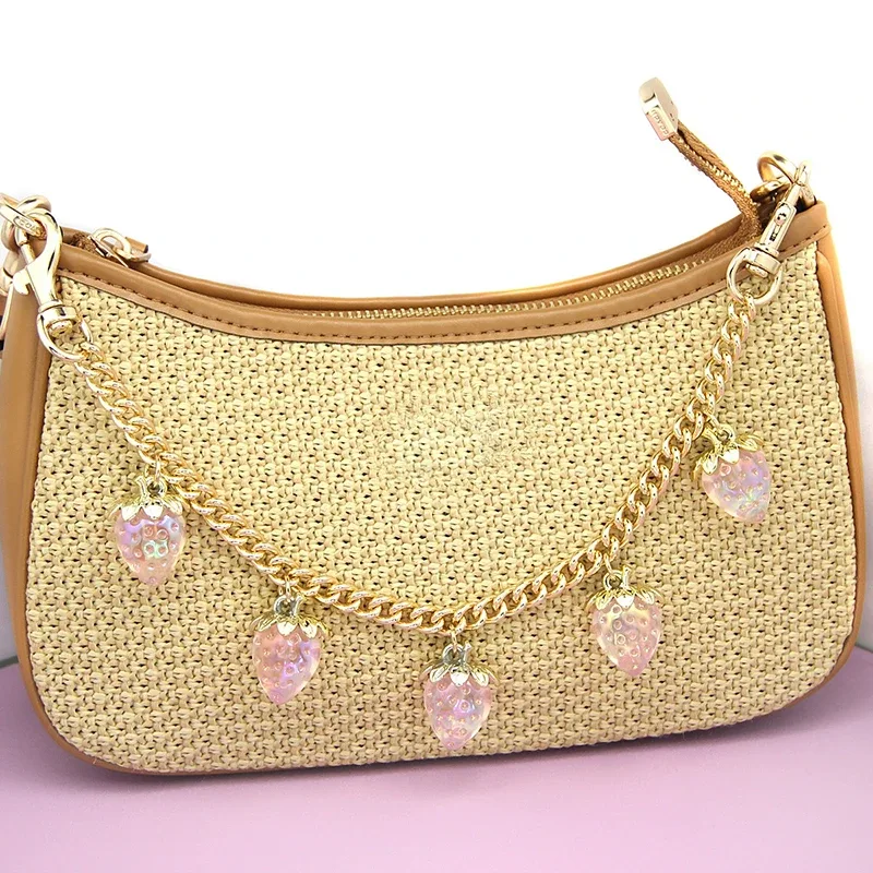 chaîne de suspension pour sac en alliage de zinc diy avec pendentif cerise, chaîne de transport détachable pour sac à bandoulière, chaîne d'extension pour sac à main pour femme