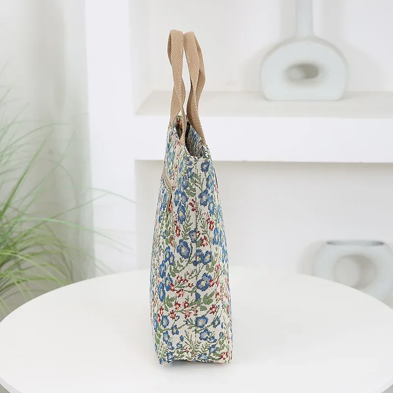 nouveau sac à main en tissu jacquard tricoté grande capacité, sac de rangement portable de type seau pour le travail, sac de sortie quotidien pour maman