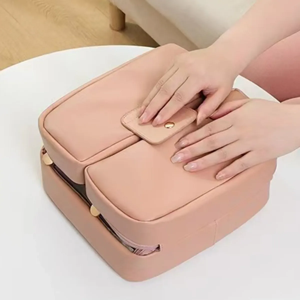 trousse de maquillage 3 en 1, grande capacité, organisateur de cosmétiques de voyage, portable, étanche, pochette de rangement de toilette multifonctionnelle