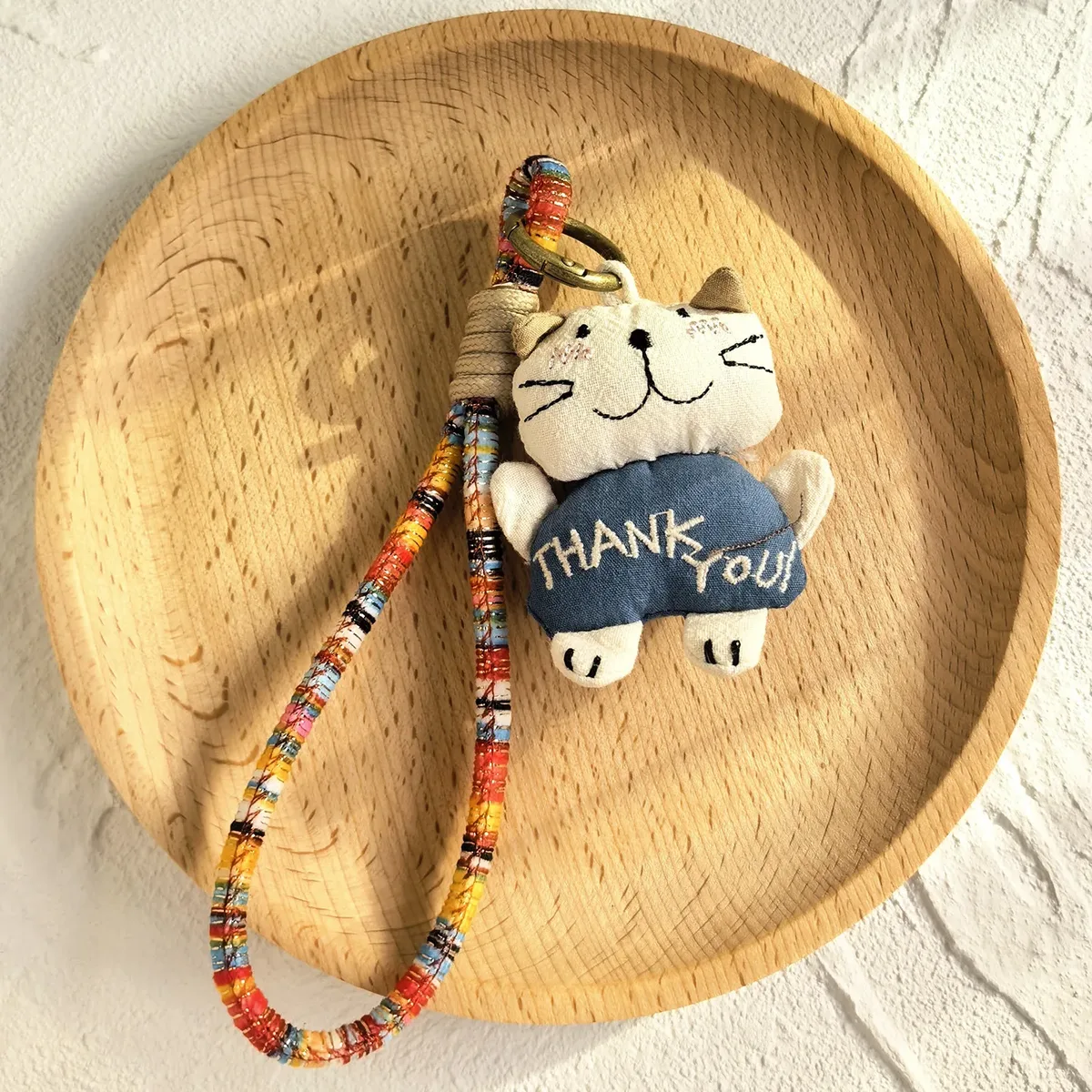 porte-clés fait à la main, adorable animal de dessin animé, à la mode, pendentif animal en tissu artisanal pour sac à dos de décoration
