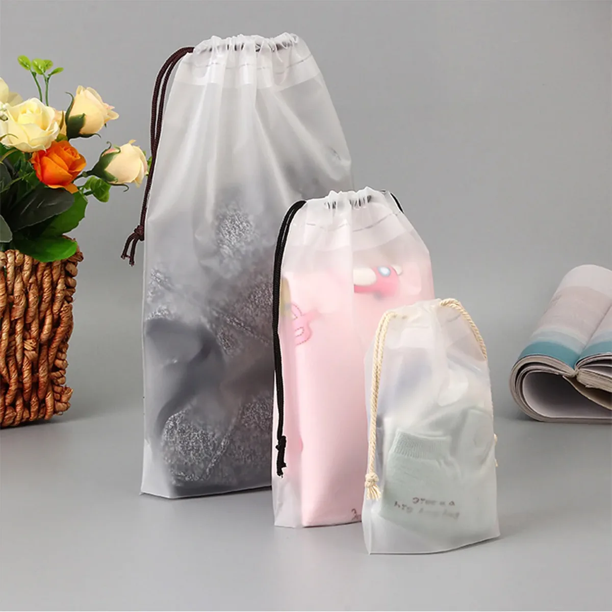 sac de rangement à cordon mat, rangement de sport pe pliable pour vêtements et chaussures, sac anti-poussière, pochette de rangement pour la maison, les voyages et le sport