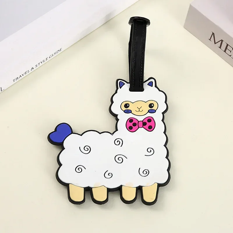 étiquette de bagage en silicone, 1 pièce, dessin animé mignon, animal créatif, étiquette de valise, nom d'identification, petit pendentif, accessoires de voyage