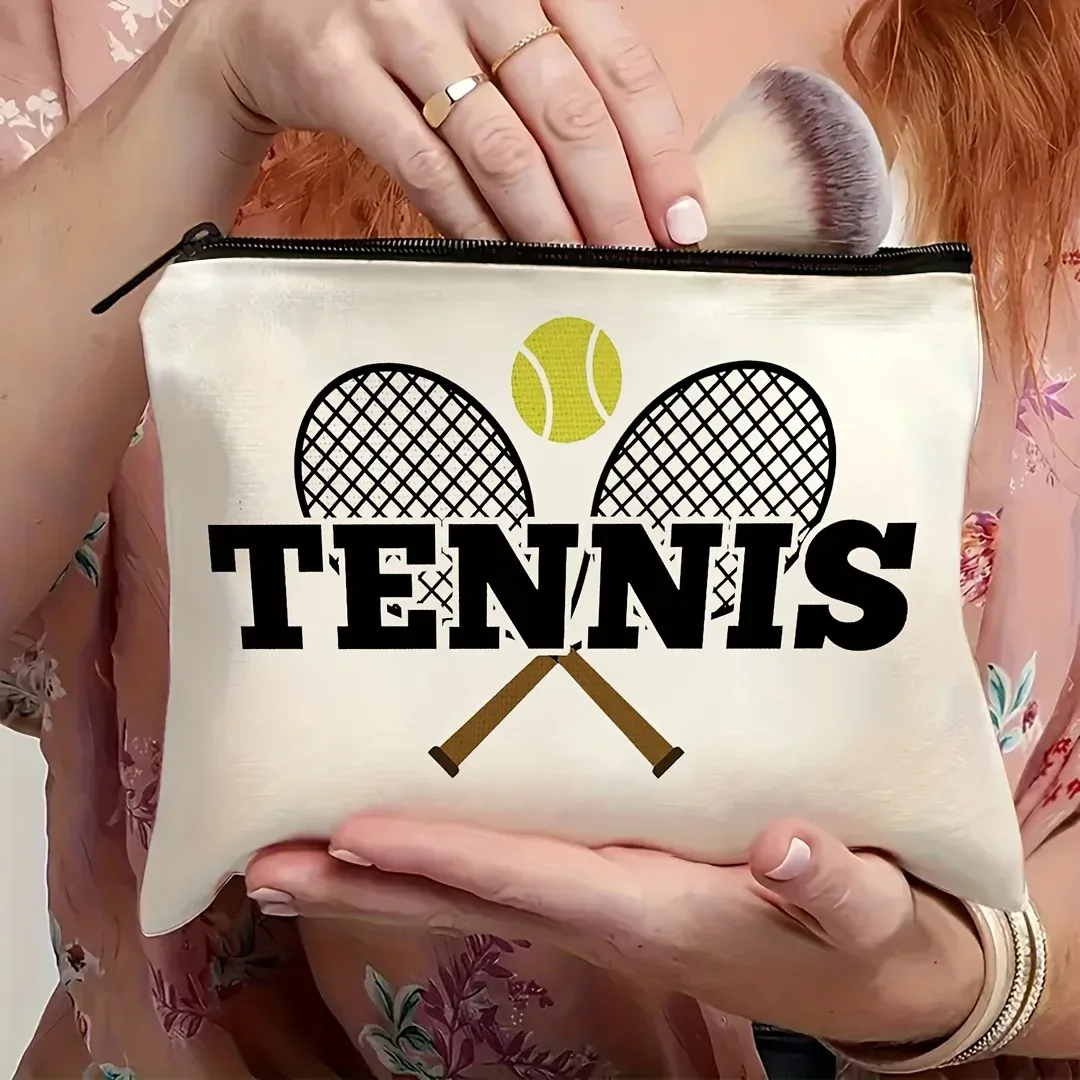 sac de maquillage sur le thème du tennis, cadeau pour les amateurs de tennis, pochette cosmétique de voyage légère et pliable pour femmes, sac de rangement de voyage