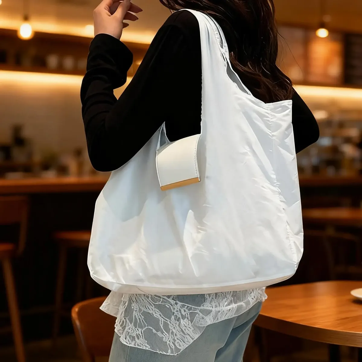 sac de courses pliable, sac fourre-tout réutilisable, mini sac extensible, léger, écologique, porte-clés, sac réutilisable de grande capacité