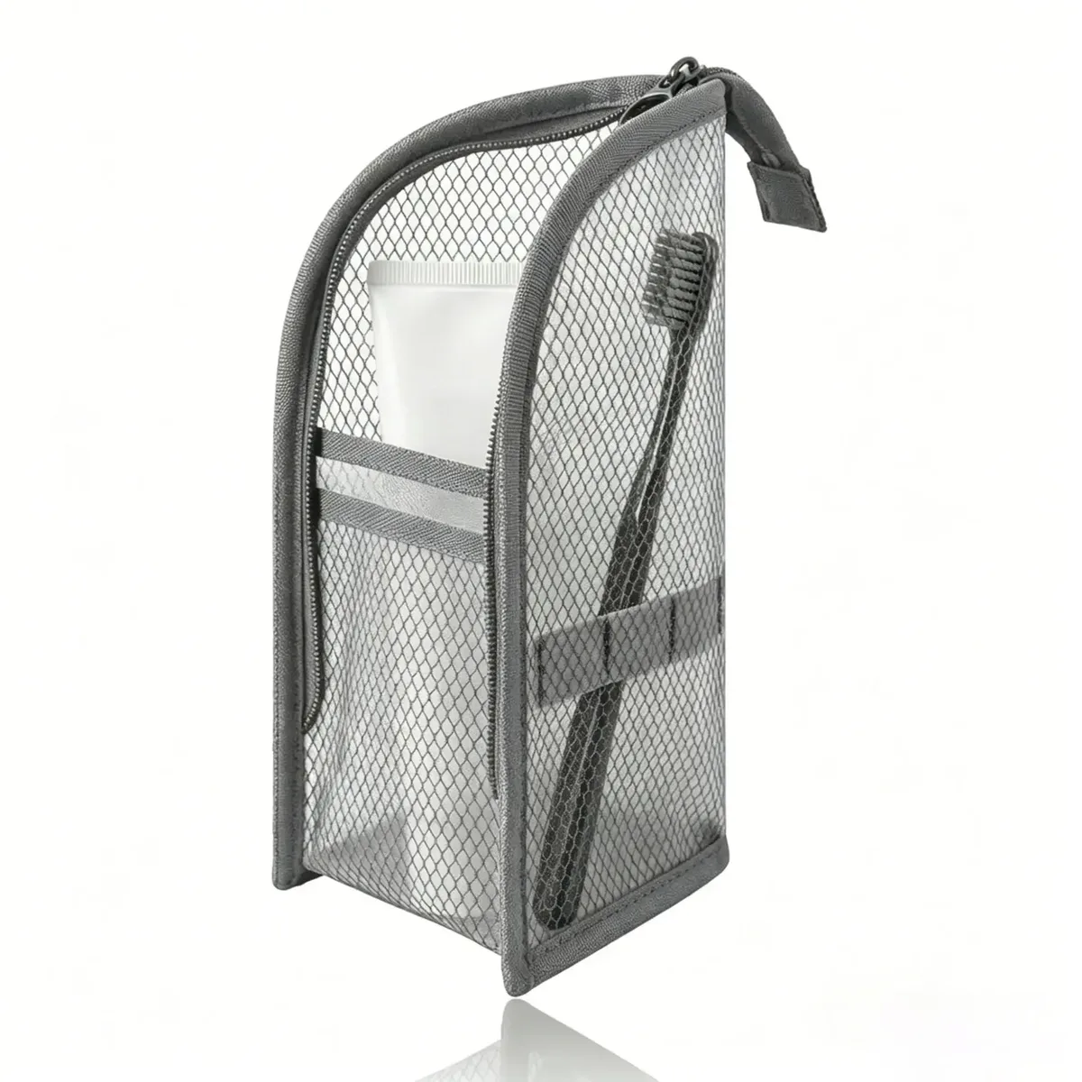 trousse de toilette de voyage en maille, organisateur portable pour brosse à dents et cosmétiques, pochette de rangement pour pinceaux de maquillage, trousse de lavage pour salle de bain