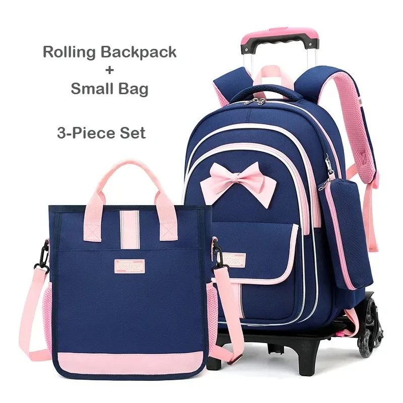 sac à dos à roulettes pour enfants, ensemble de 3 sacs d'école à roulettes pour garçons et filles, sac à dos de voyage avec sac à bandoulière