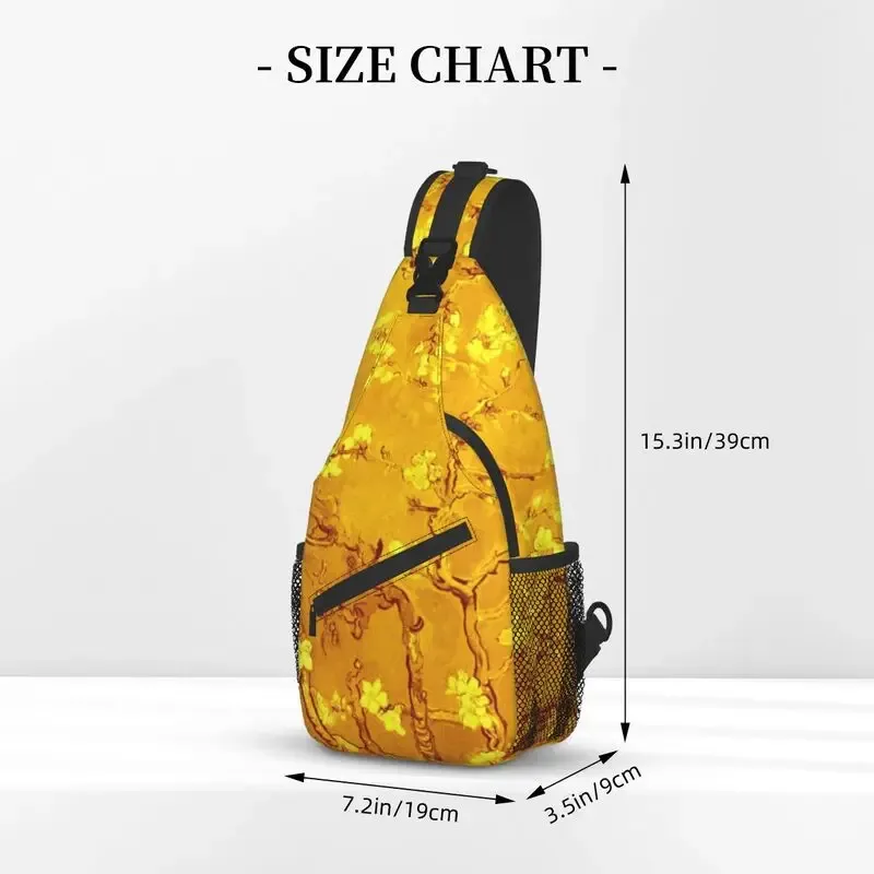 sac à dos à bandoulière motif fleurs d'amandier pour homme, accessoire décontracté de voyage, motif peinture de vincent van gogh