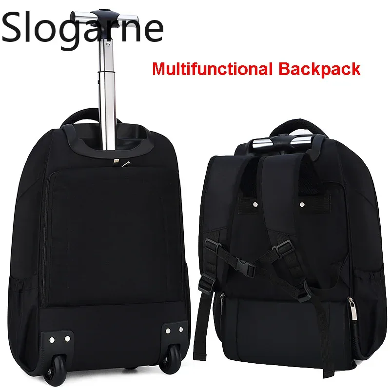 sac à dos à roulettes multifonctionnel pour hommes, sacs de voyage d'affaires, grande capacité, valise étanche, sac de voyage pour ordinateur portable, cartable à 2 roues
