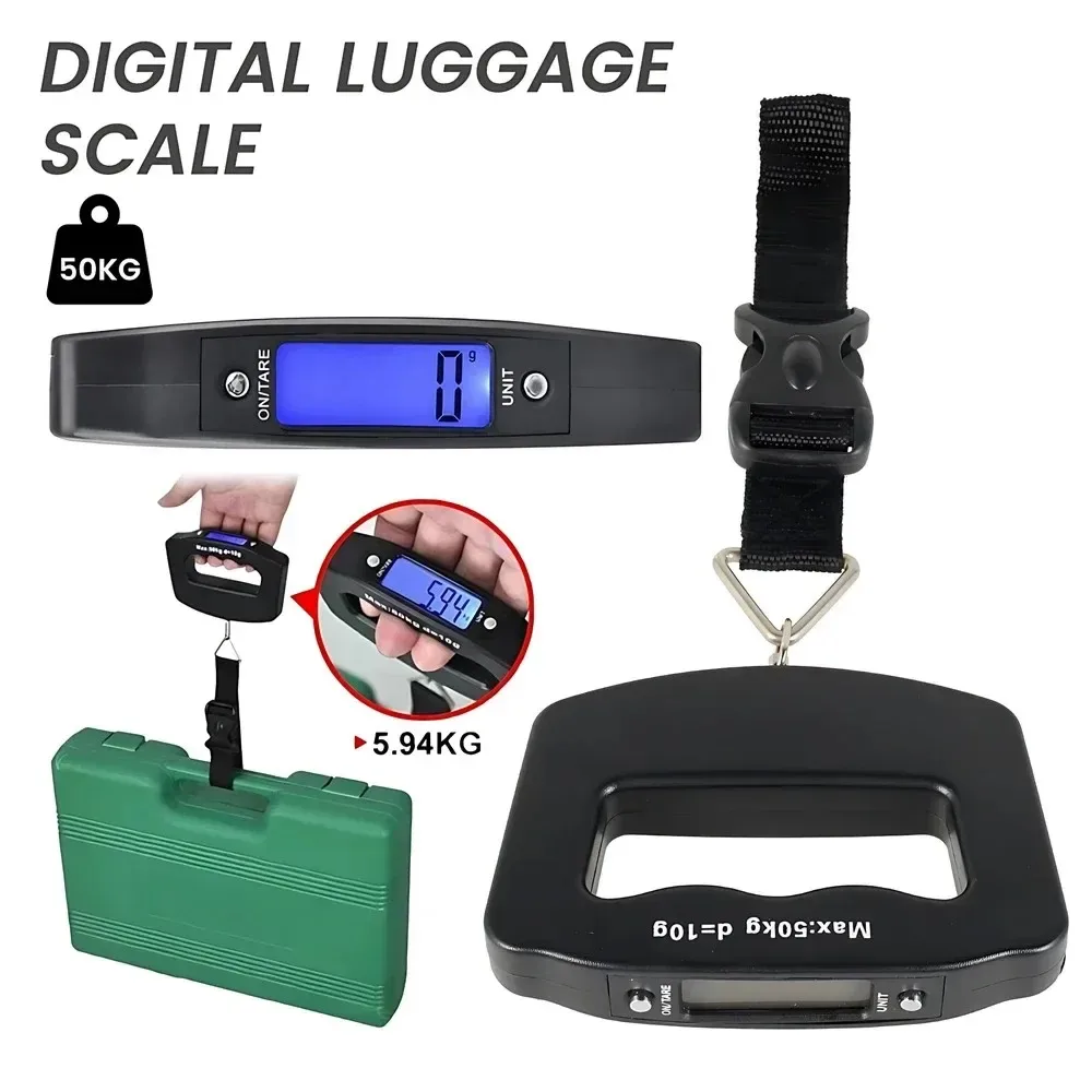 balance portable écran lcd plastique abs noire poids maximal 50kg crochet inoxydable usage voyage pêche grammes livraison express