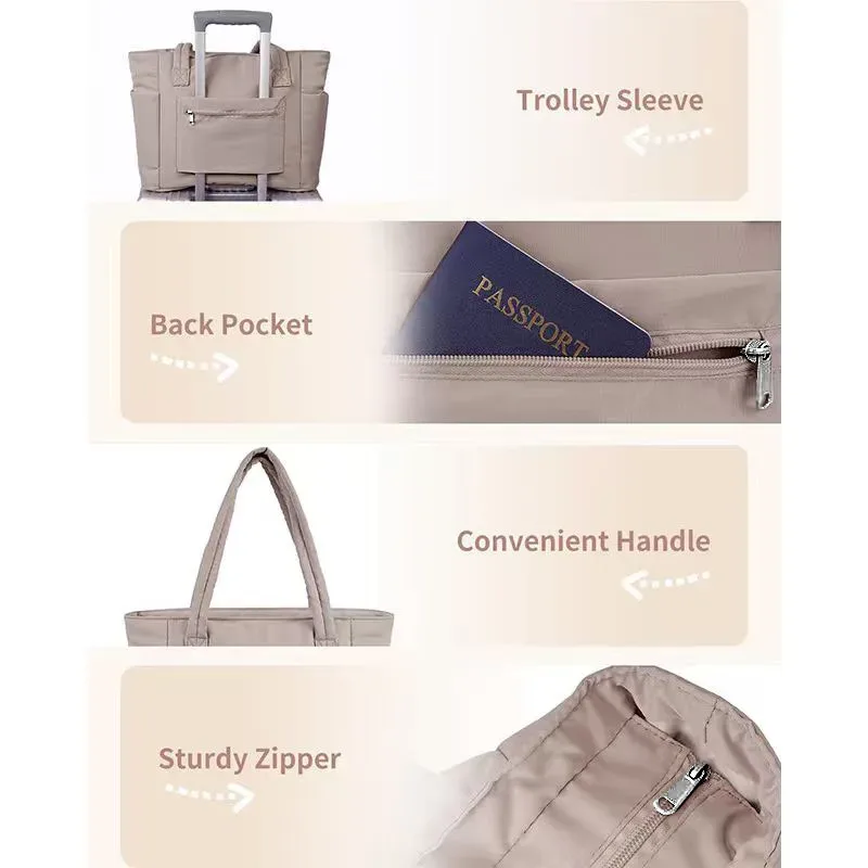 sac fourre-tout léger et portable pour femmes, sac de voyage matelassé, sac à bandoulière décontracté en noir et kaki, petits sacs fourre-tout pour femmes