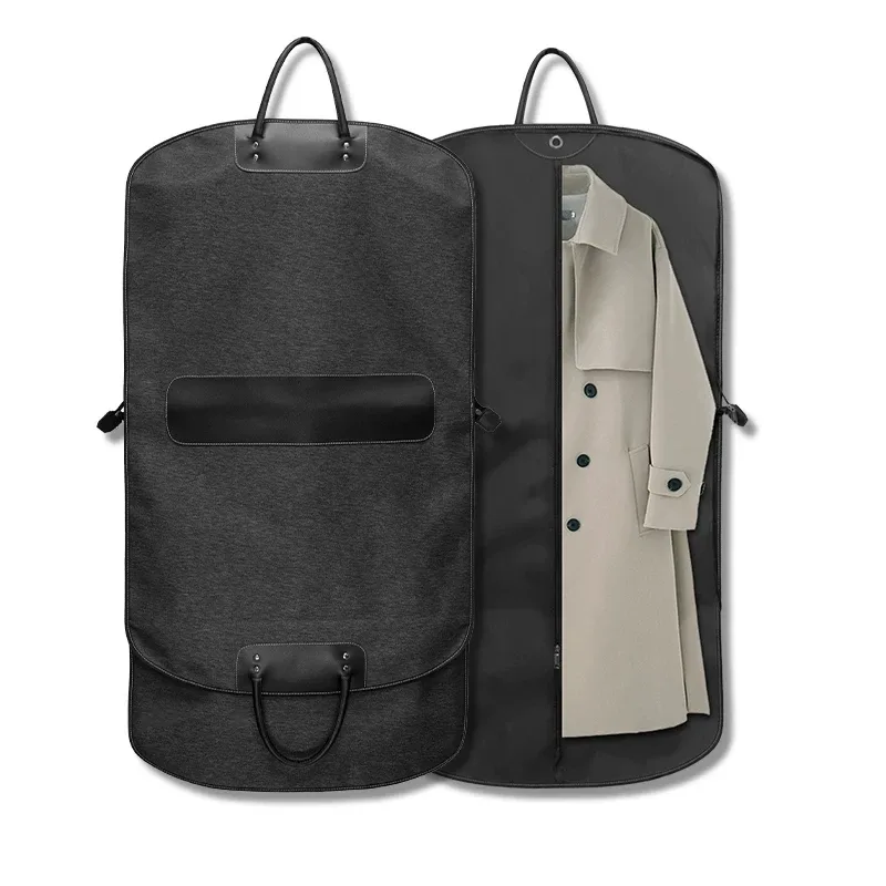 Sac de transport pour costume homme haut de gamme, pour voyages d'affaires, sac à vêtements long et étendu, en tissu Oxford épais, noir/bleu marine