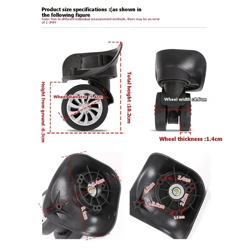 roues remplacement universelles abs noires valises roulettes jean violet capacité bricolage durables bagage voyage
