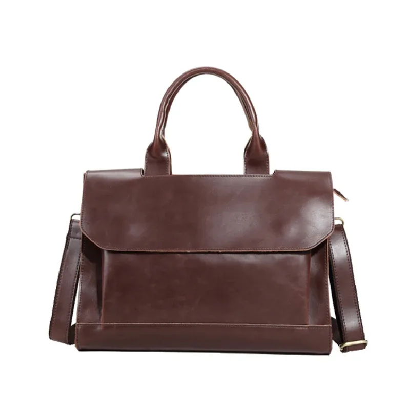 gumst – serviette rétro en cuir de cheval fou pour hommes, sacoches d'affaires, sac à main pour ordinateur portable, pochette d'ordinateur