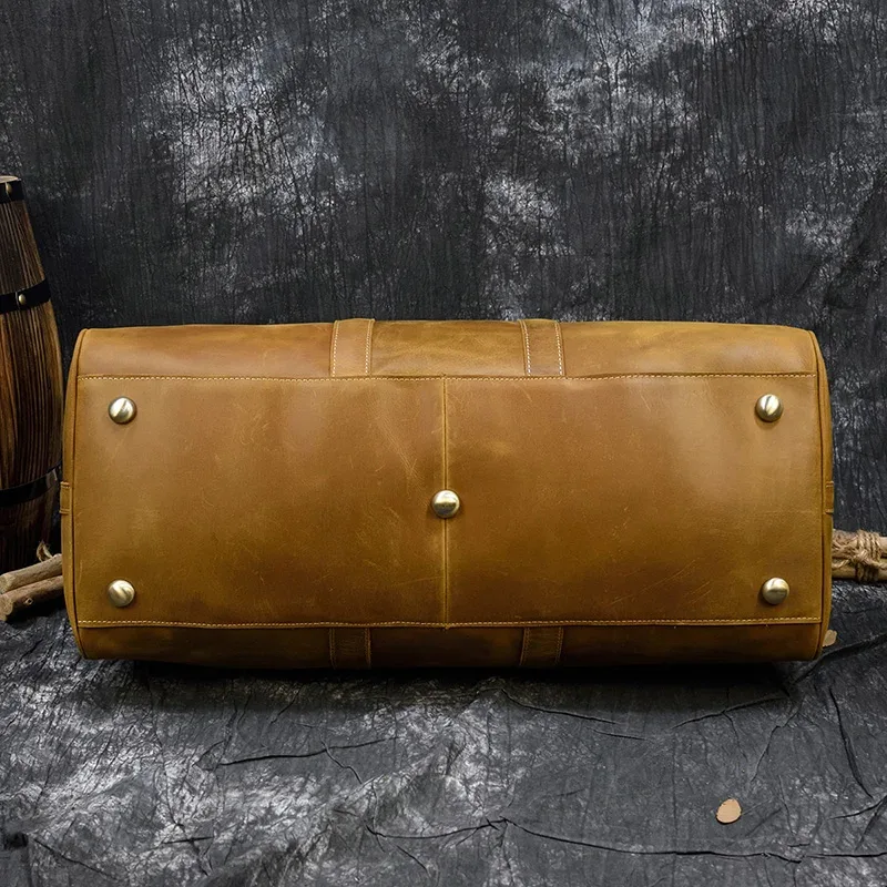luufan-sac de voyage en cuir véritable pour homme, grande capacité, vintage, elin, cheval, homme, bagage, week-end