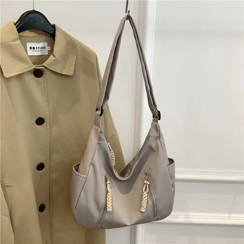 sac messager en nylon pour femmes, sacs à bandoulière croissant multi-poches, sac à bandoulière léger, fourre-tout de voyage, sac de shopping