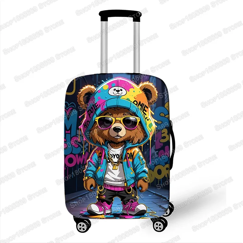 housse de bagage pour poupée ours femme, graffiti, pour voyage, femmes et hommes, accessoires de voyage, anti-poussière, élastique, valise, boîtier de chariot