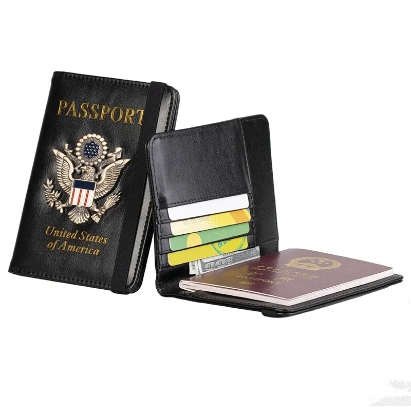 housse de passeport américaine en cuir pu, porte-passeport américain personnalisé pour hommes et femmes, étui pour documents de voyage américains