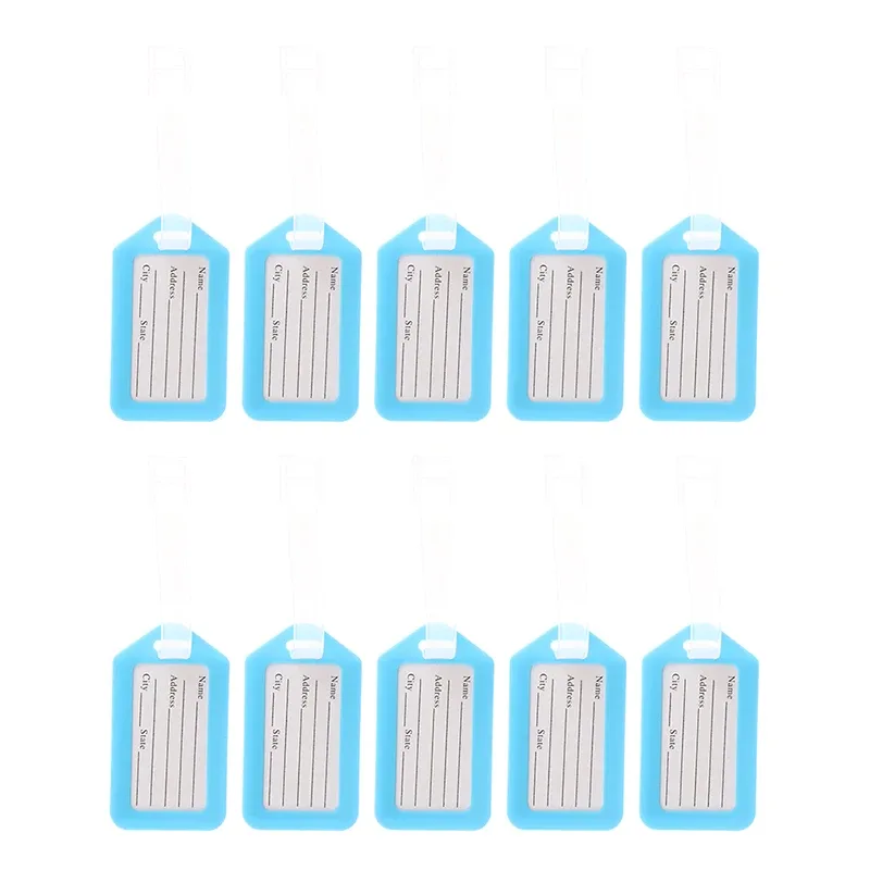 étiquettes de bagage en plastique pour hommes et femmes, étiquette de bagage, porte-nom, adresse d'identification de valise, accessoire de voyage, expédition d'embarquement, 10 pièces
