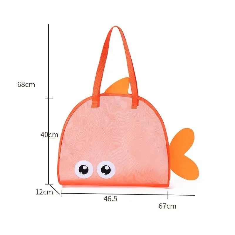 sac de rangement mignon de grande capacité, portable, pliable, en maille, pour organiser les jouets de plage, les voyages et les sports de plein air.