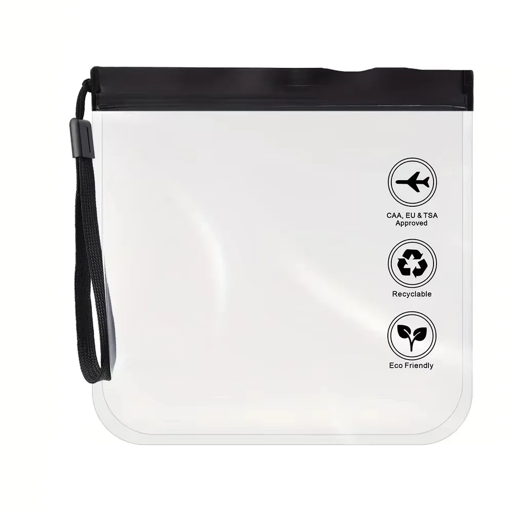 trousse toilette transparente eva zip noir pochette voyage cosmétiques maquillage avion ecologique recyclable biofriendly