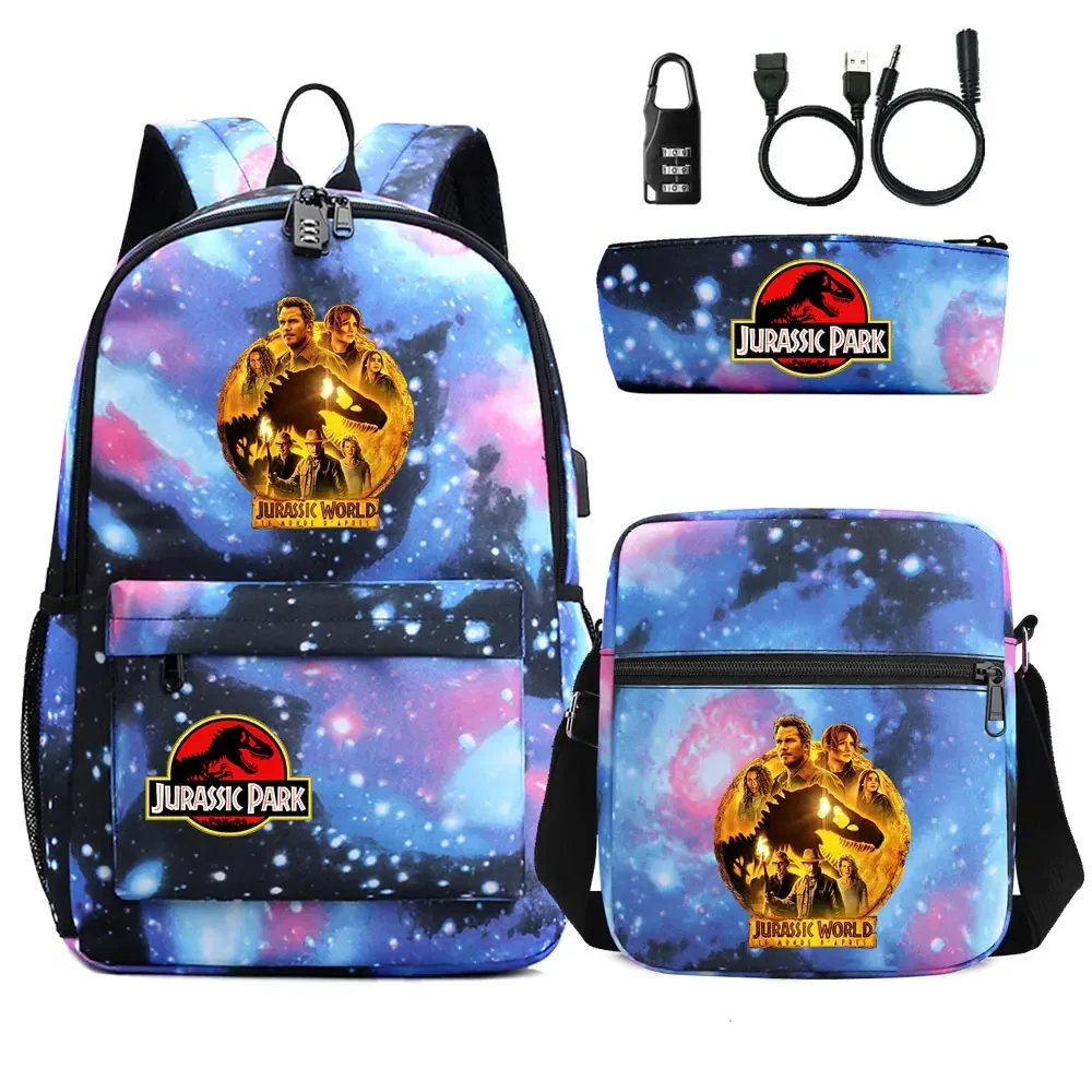 sac dos tissu oxford unisexe noir logo jurassic world bandoulière arquée compartiment intérieur style dessin animé usage voyage