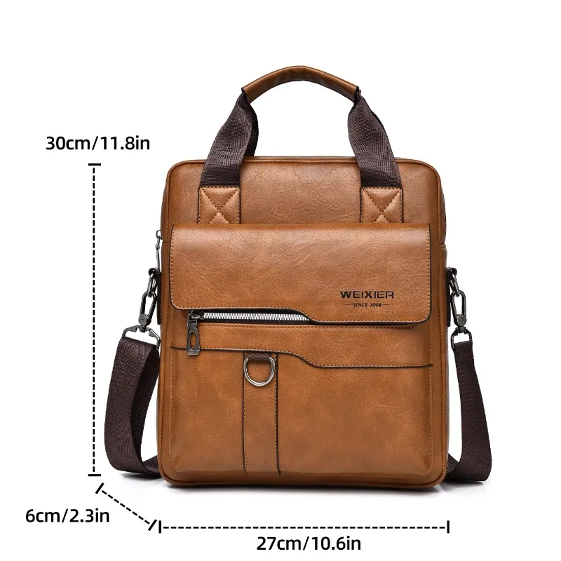 sac à bandoulière imperméable pour homme, en cuir pu, sacoche d'affaires pour ordinateur portable, grande capacité, sac pour ordinateur