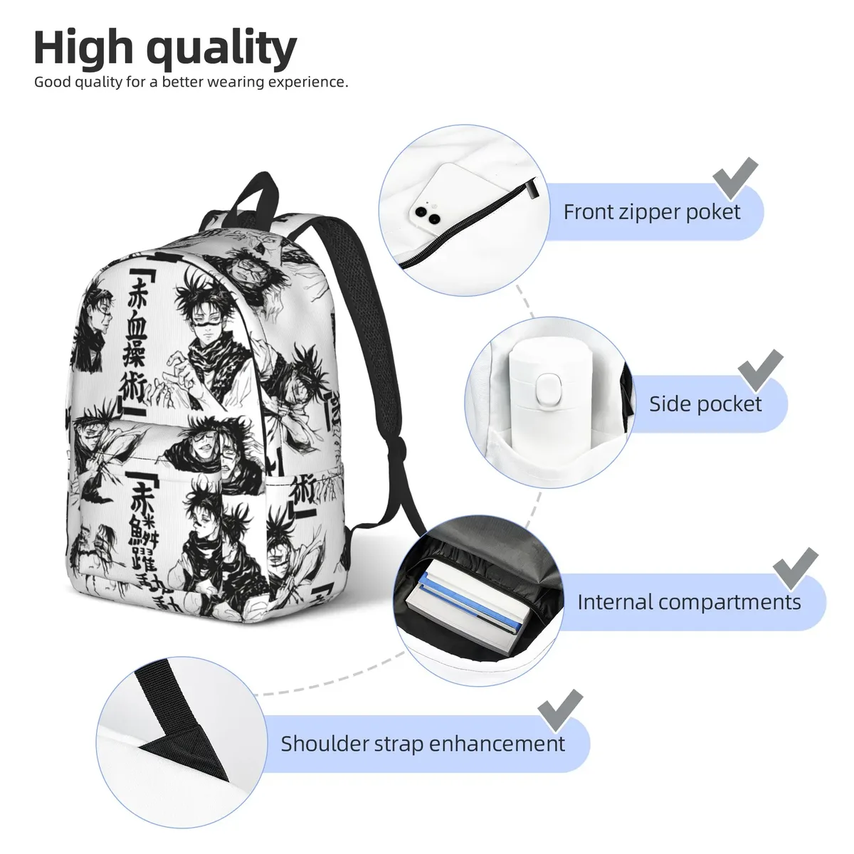 sac à dos choso pour hommes et femmes, sac à dos cool pour le lycée et le travail, sac à dos en toile pour ordinateur portable, cadeau jjk anime