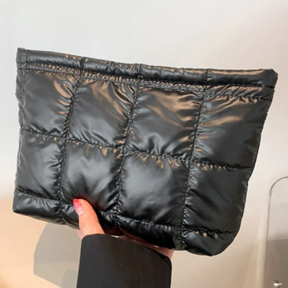 sac à cosmétiques rembourré et matelassé pour femmes, sac de rangement de maquillage de grande capacité, sacs de rangement de maquillage, sacs à cosmétiques de voyage de couleur unie