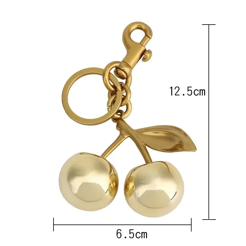 porte-clés cerise doré à paillettes, pendentif cerises pour sac à main d'entraîneur, sacs à bandoulière, breloque pour sac pour femmes, accessoires cadeau