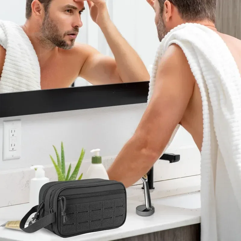 trousse de toilette pour homme, trousse de rasage pour homme, sac de douche de voyage, sac à dos à la taille, pocommuniste molle, petit kit dopp, sac à ceinture