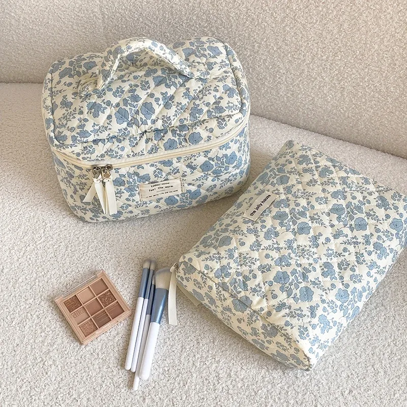 sac fourre-tout en coton matelassé pour femme, sac à main de grande capacité, trousse de maquillage rose vintage, évaluation de voyage cosmétique, mode