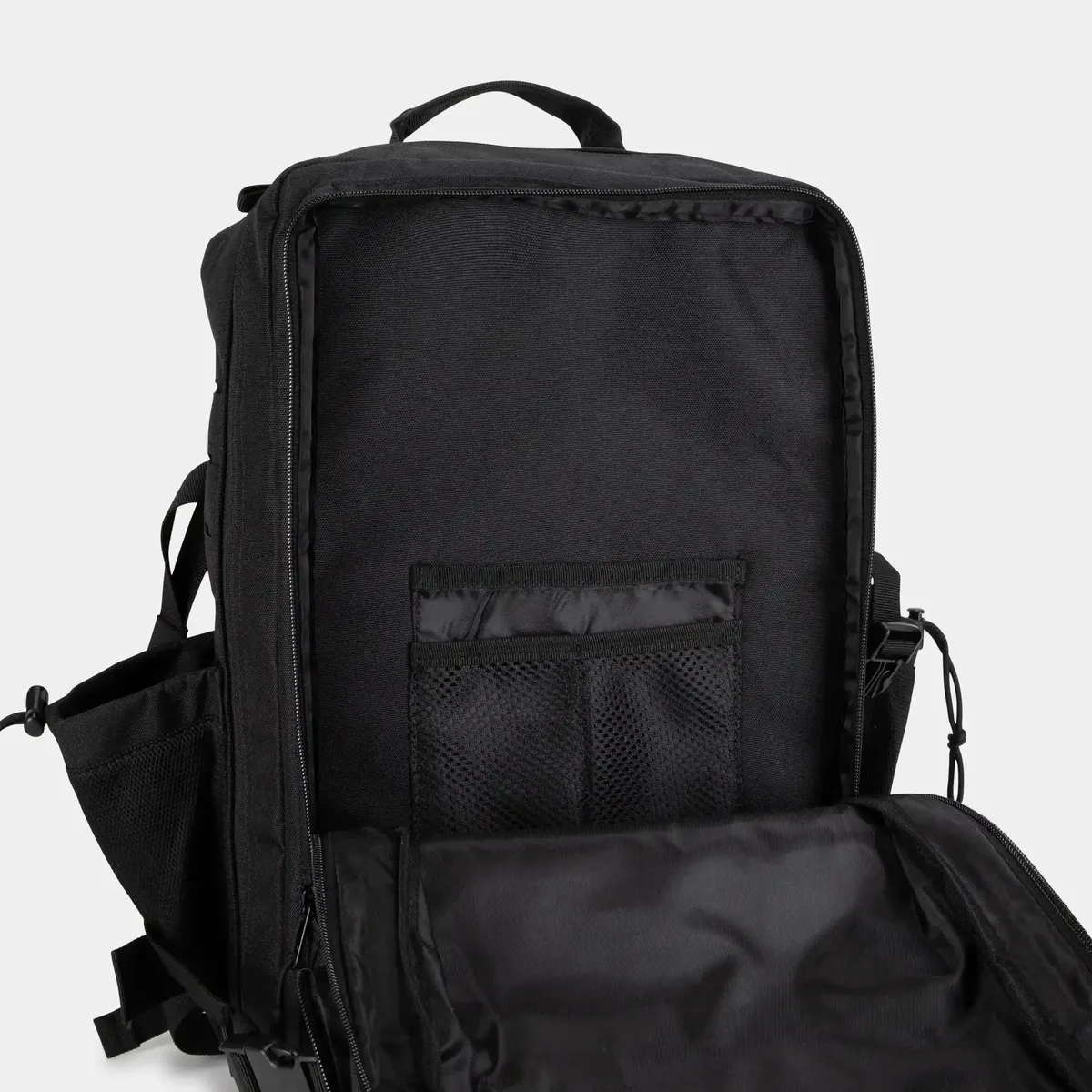 sac dos oxford université noir camouflage bandes latérales poches fermeture éclair usage voyage extérieur chasse randonnée camping salle sport