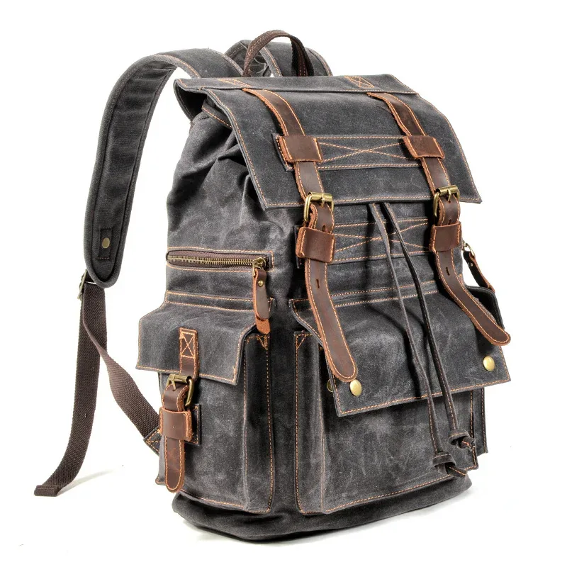 sac à dos en toile vintage sac à dos en toile de cuir sac à dos fourre-tout pour ordinateur portable 15 pouces sacoche academy sac de randonnée à bandoulière