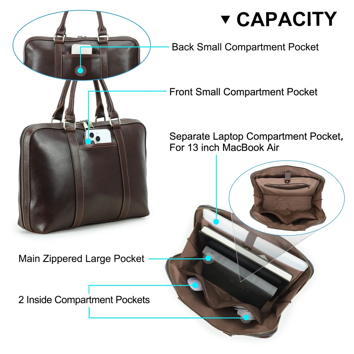 sacs d'affaires en cuir véritable contact's pour hommes, petite mallette de bureau, porte-documents, sac à main pour ordinateur portable pour macbook air 13 pouces