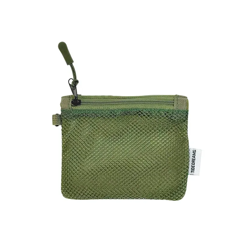 sac de rangement de maquillage de voyage portable simple, sac en maille à fermeture éclair double couche, rangement d'articles divers légers, porte-monnaie carré polyvalent