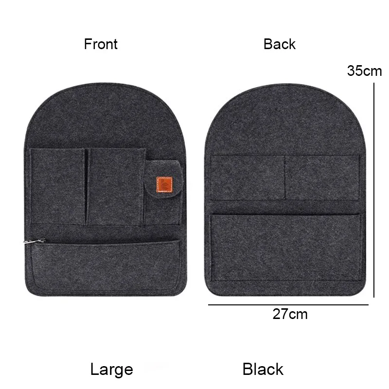 organisateur voyage feutre noir orange accessoires mise niveau sac dos école tri cosmétiques inserts