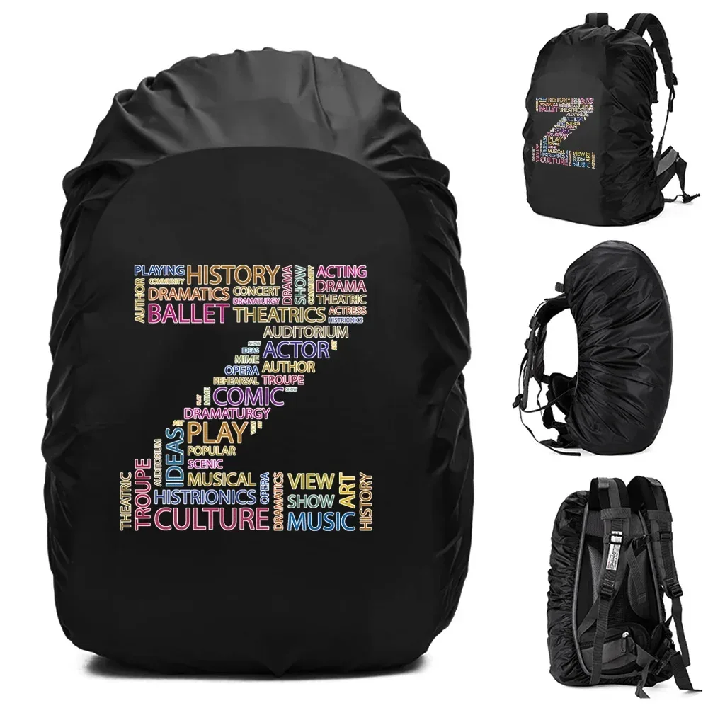 sac à dos imperméable pour homme, housse de pluie, camping en plein air, randonnée, escalade, sac à dos anti-poussière, texte imprimé, 20-70 l