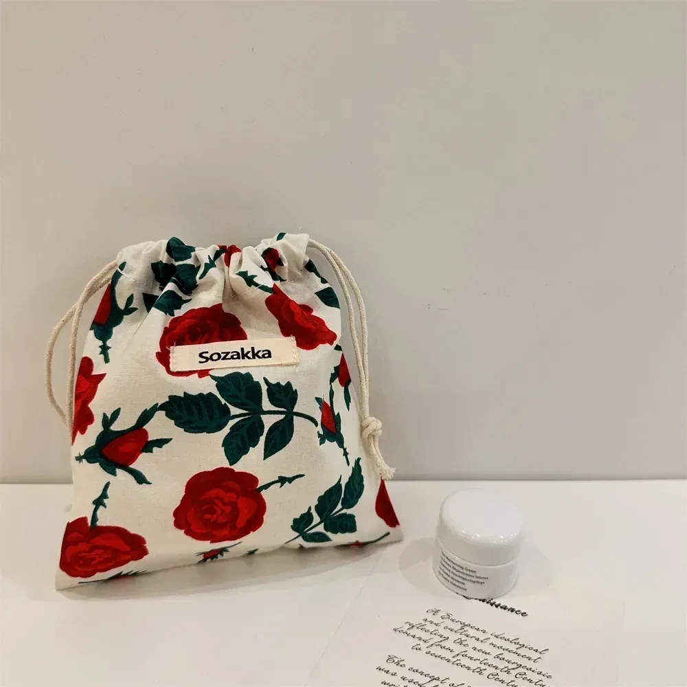 sac à cosmétiques en coton à cordon de serrage, fourre-tout pliable écologique, sacs à main portables, sacs d'épicerie pliables, sac de rangement en toile