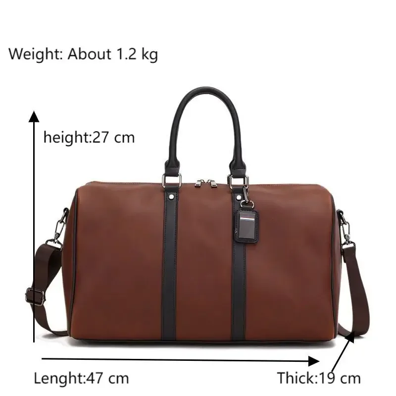 grand sac à bandoulière en cuir décontracté pour hommes, fourre-tout de voyage de grande capacité, sac de week-end, bagage à main pratique, sacs polochons pour hommes