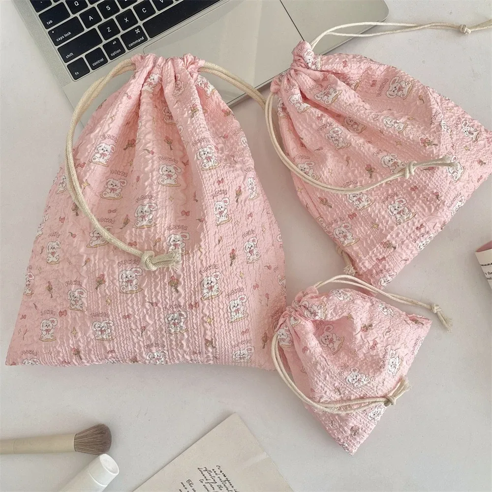 trousse de maquillage portable kawaii pour femme, trousse de toilette kawaii, rangement de cosmétiques, étui à cosmétiques de voyage, étui à cordes de proximité, jolie trousse de maquillage florale