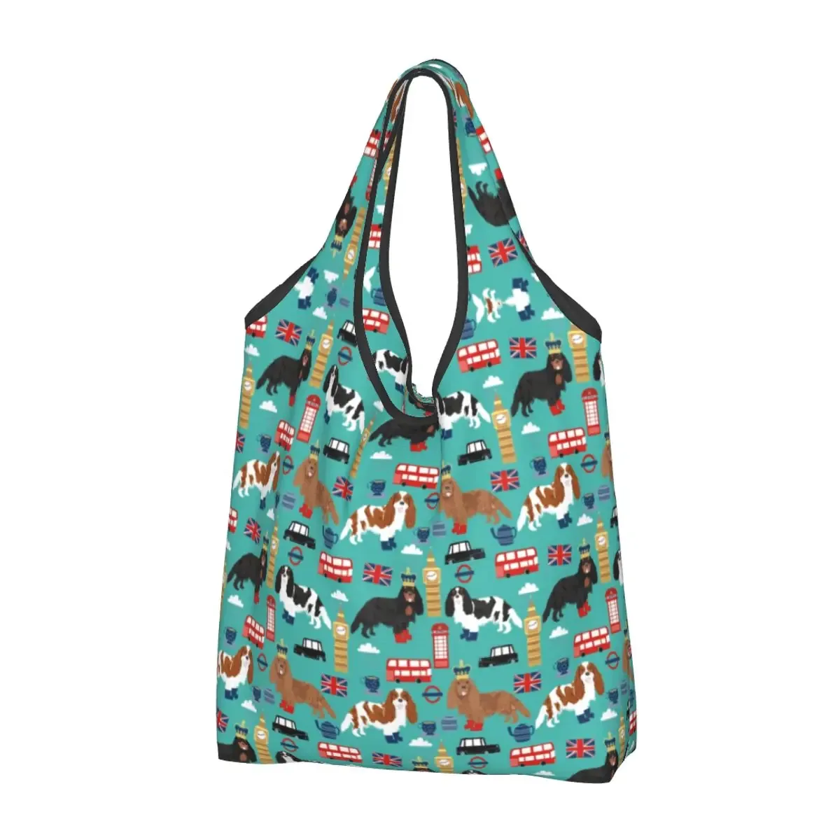 cavalier king charles épagneul groupe familial épicerie sac fourre-tout kawaii chien épaule shopper sacs grande capacité sacs à main