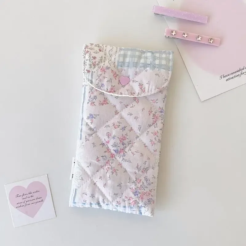 organisateur voyage polyester motifs floraux rubans roses bleus protection lunettes papeterie cosmétiques transport étudiants jeunes filles