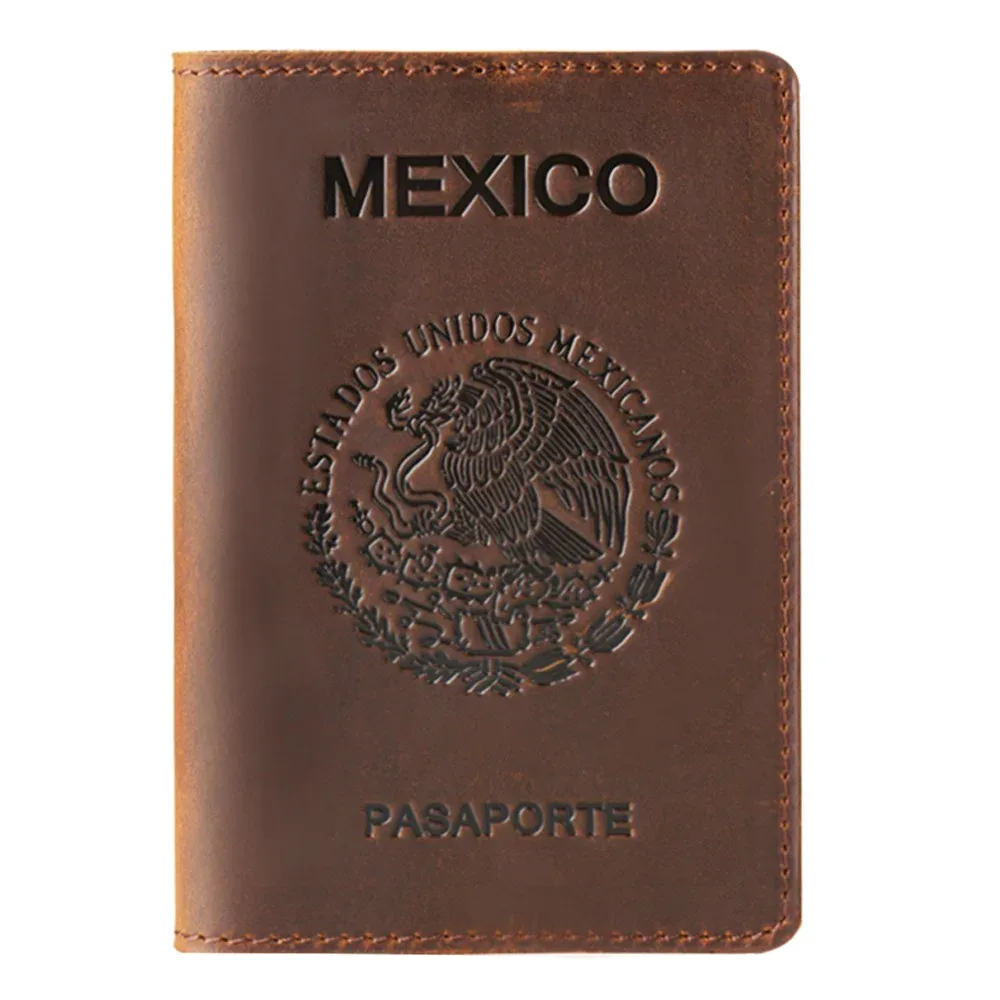 aiguoniu haut de gamme mexique couverture de passeport en cuir véritable pour porte-carte de crédit mexicain vintage hommes femmes étui de passeport voyage wa